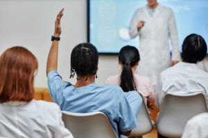 student in phlebotomy course